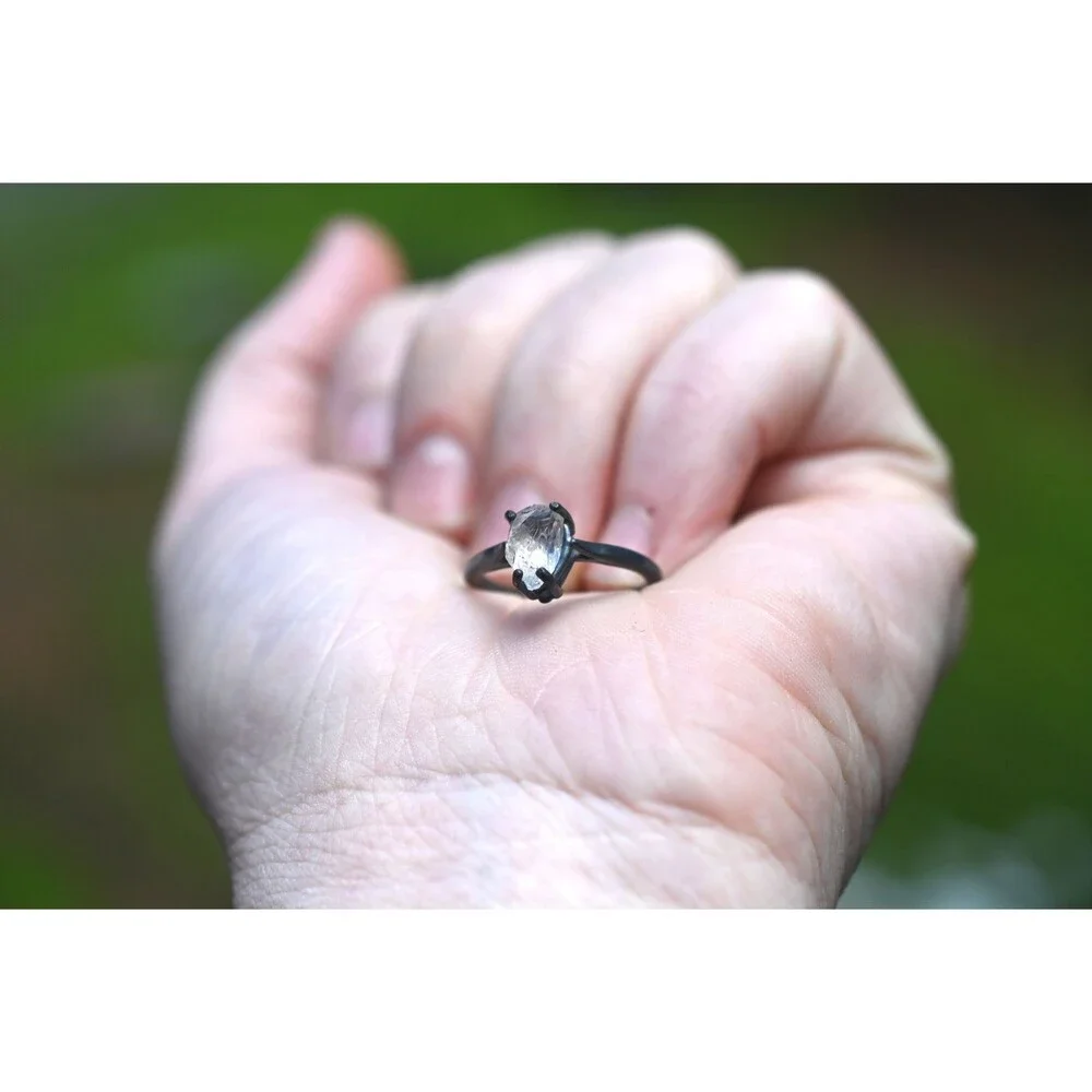 Simple Alternative Diamond Engagement Ring Raw Diamond Rough Diamond Ring Unique